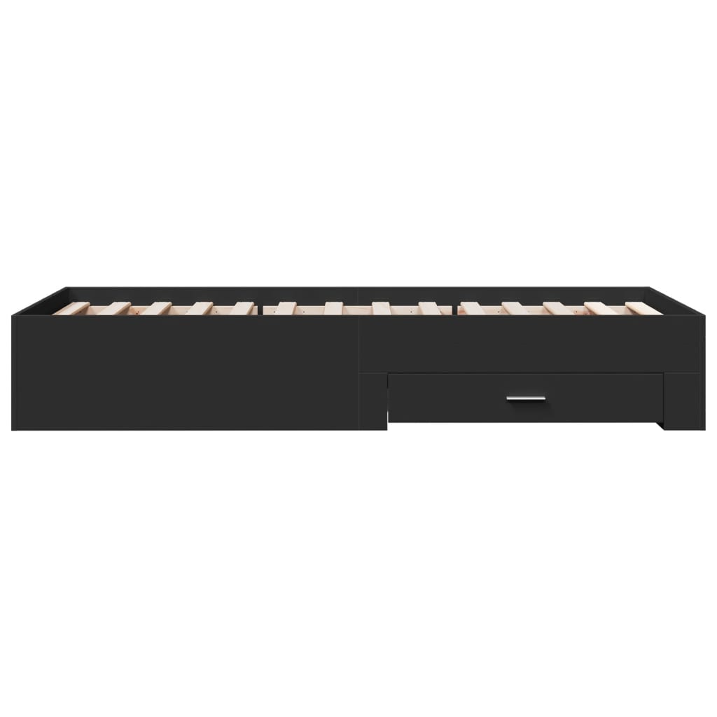 Bed Frame with Drawers without Mattress Black 75x190 cm Small Single