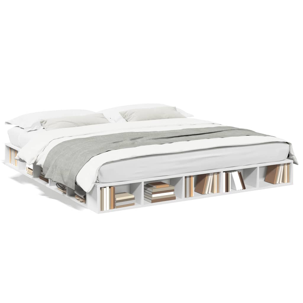 Modern Wooden Emperor Size 2m Bed Frame Base With Under Storage Compartments