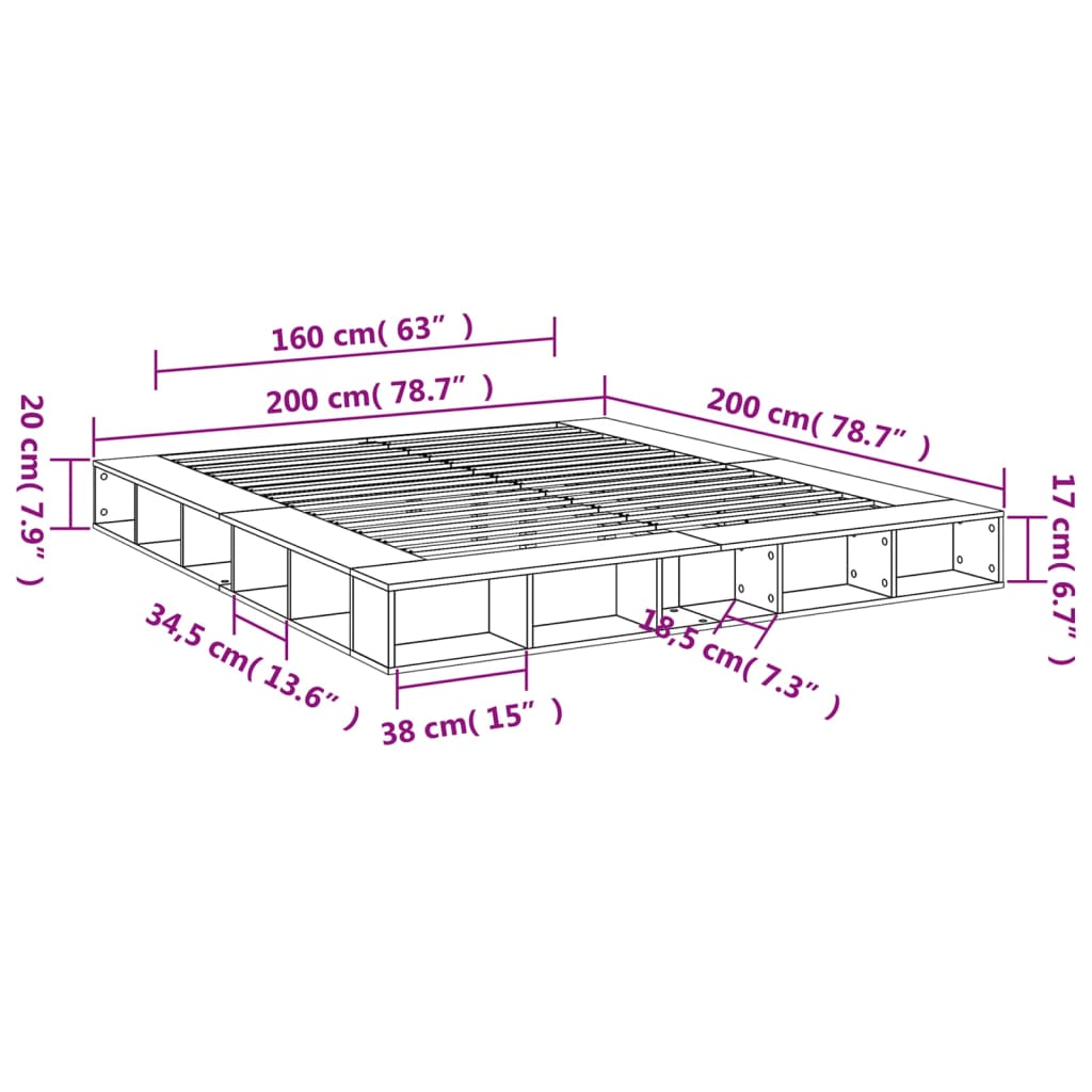 Modern Wooden Emperor Size 2m Bed Frame Base With Under Storage Compartments