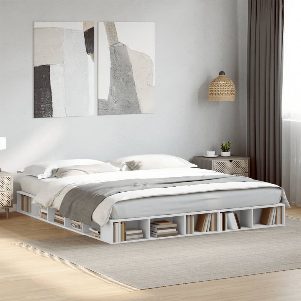 Modern Wooden Emperor Size 2m Bed Frame Base With Under Storage Compartments