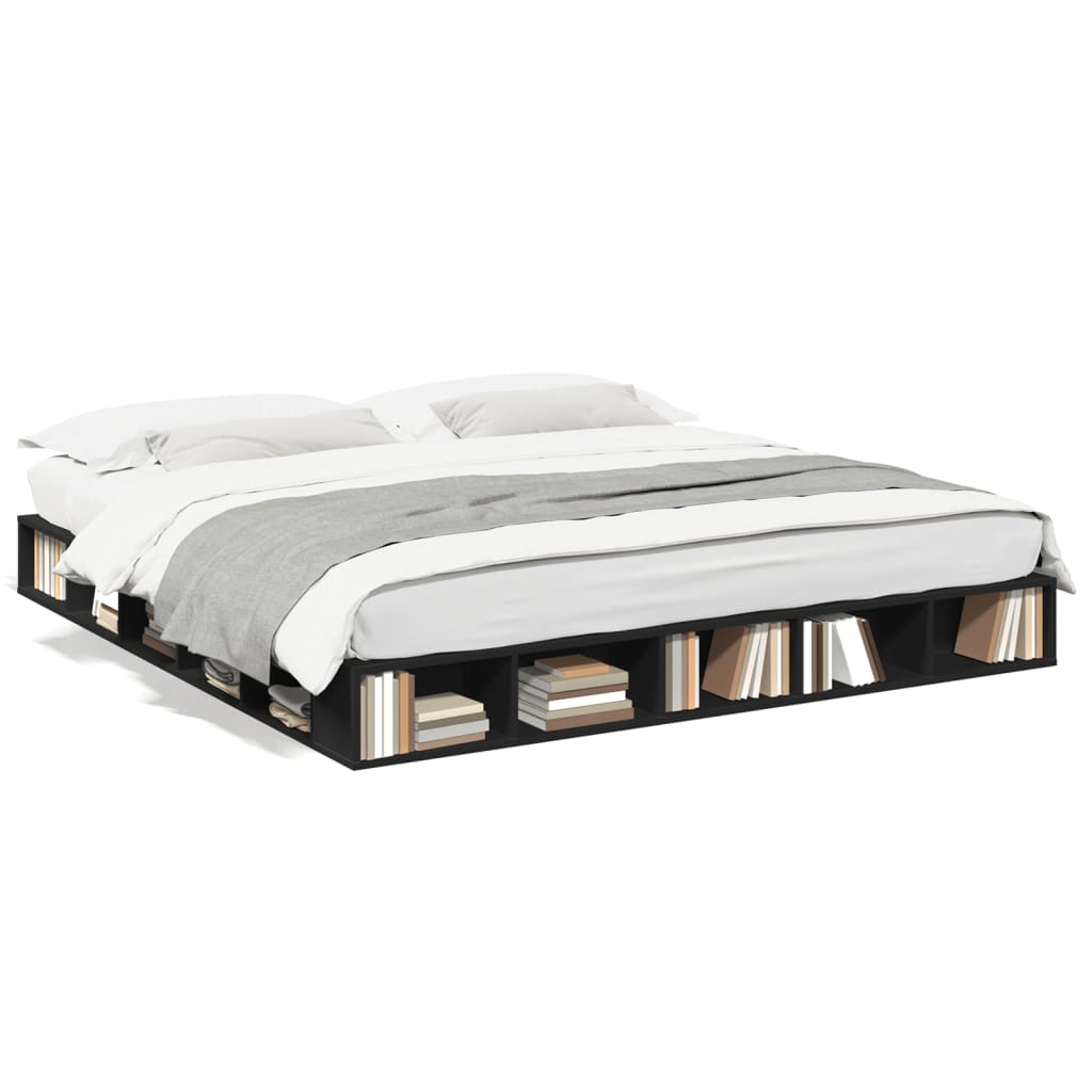 Modern Wooden Emperor Size 2m Bed Frame Base With Under Storage Compartments