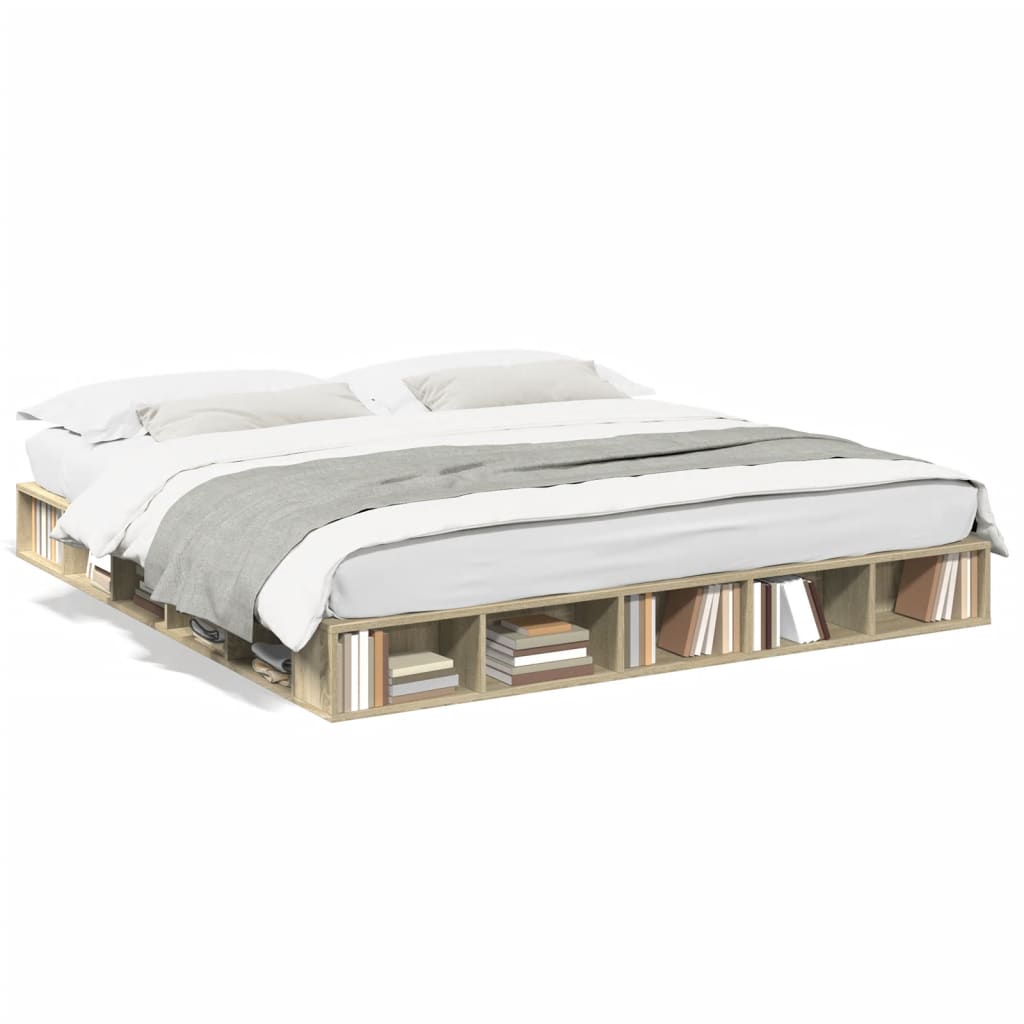 Modern Wooden Emperor Size 2m Bed Frame Base With Under Storage Compartments