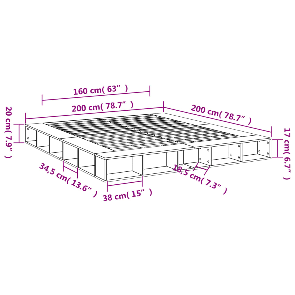 Modern Wooden Emperor Size 2m Bed Frame Base With Under Storage Compartments