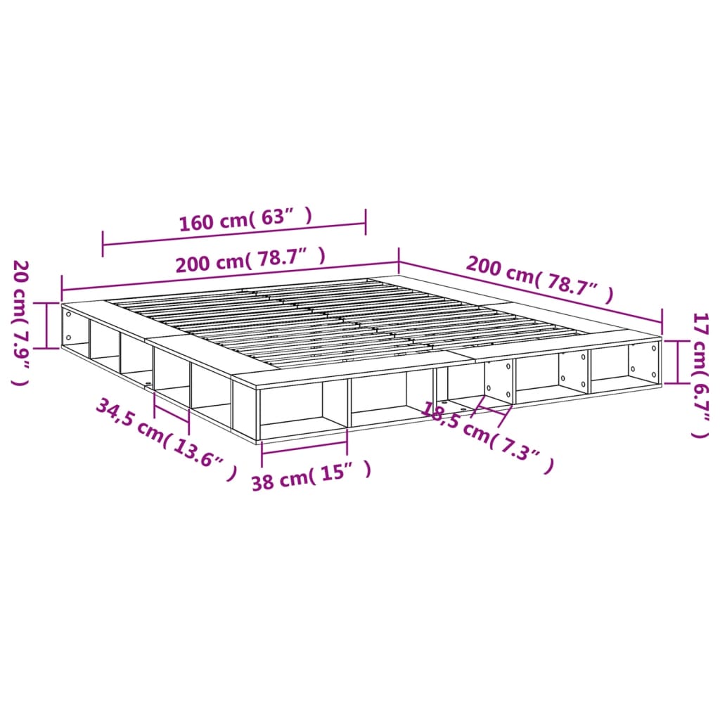 Modern Wooden Emperor Size 2m Bed Frame Base With Under Storage Compartments