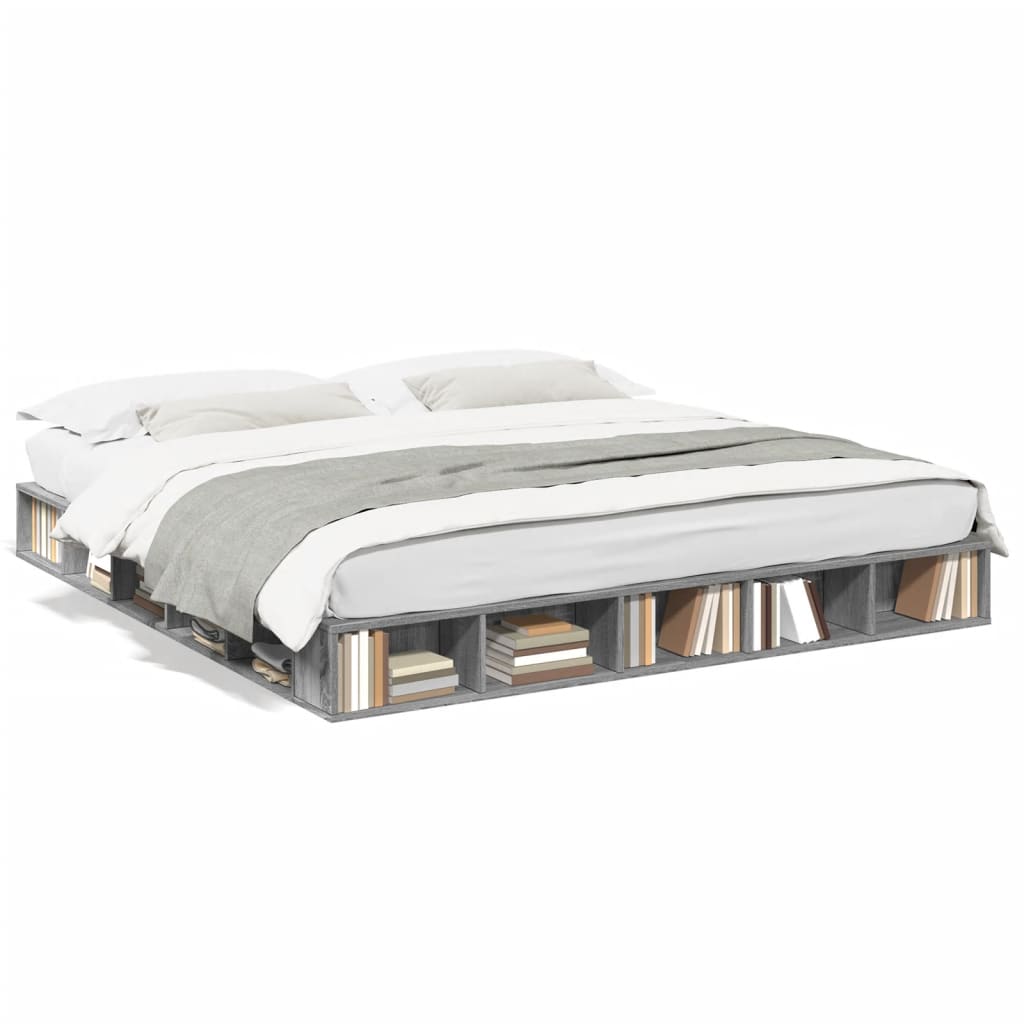 Modern Wooden Emperor Size 2m Bed Frame Base With Under Storage Compartments