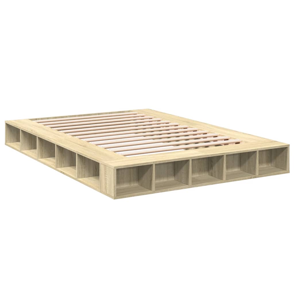 Modern Wooden Queen Size 160cm Bed Frame Base With Under Storage Compartments