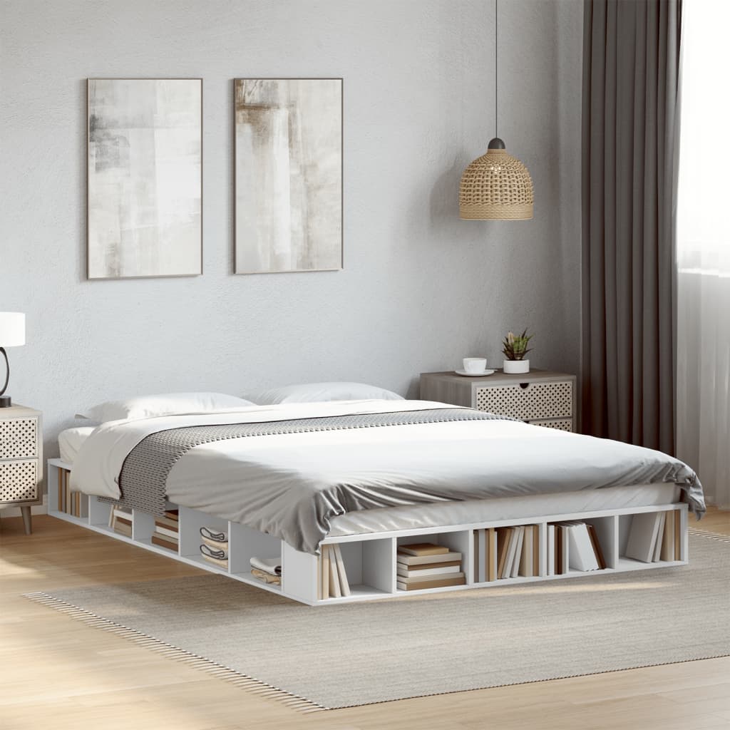 Modern Wooden King Size 150cm Bed Frame Base With Under Storage Compartments