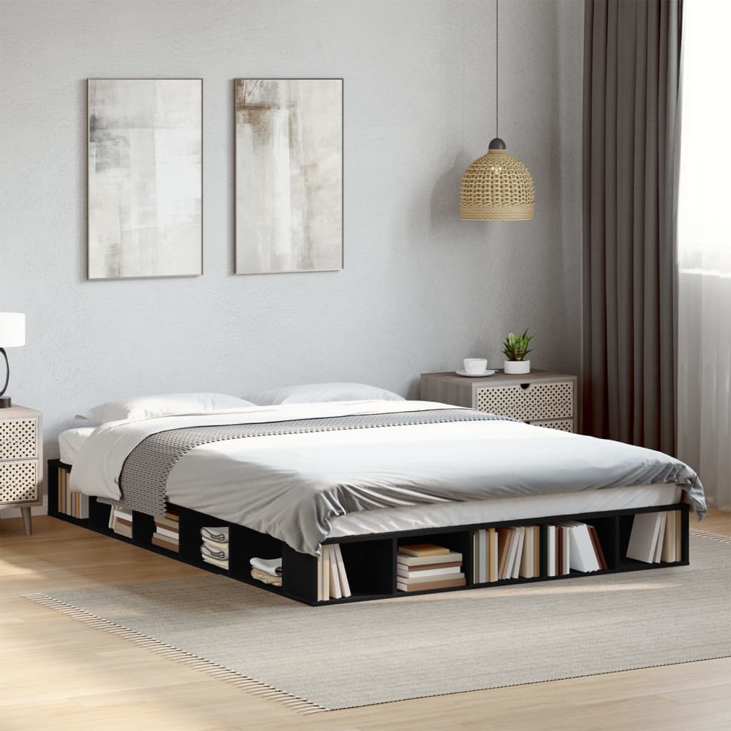 Modern Wooden King Size 150cm Bed Frame Base With Under Storage Compartments