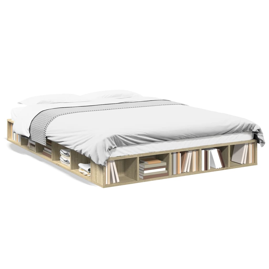 Modern Wooden King Size 150cm Bed Frame Base With Under Storage Compartments