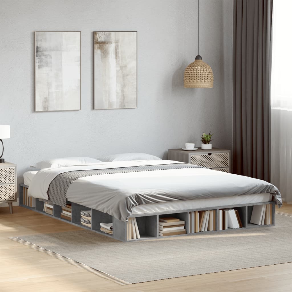 Modern Wooden King Size 150cm Bed Frame Base With Under Storage Compartments