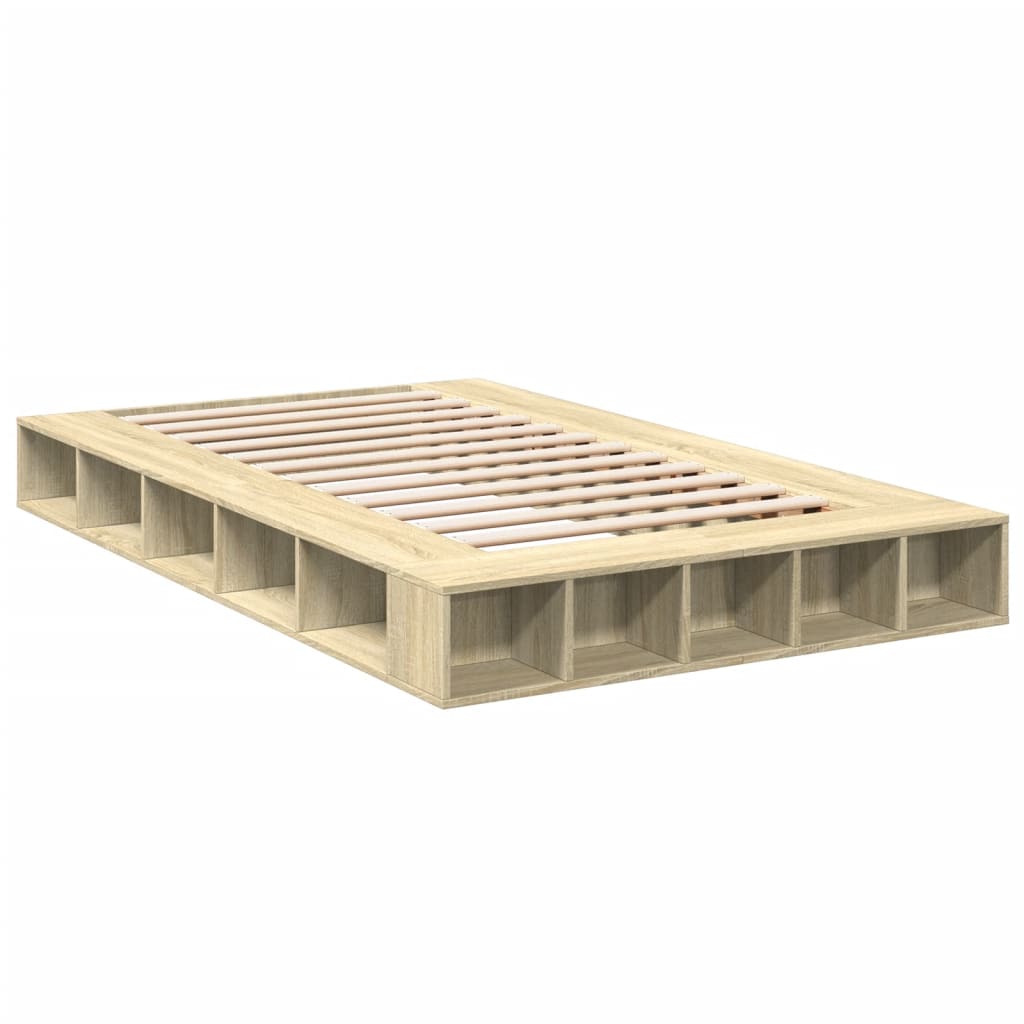 Modern Wooden Double Size 135cm Bed Frame Base With Under Storage Compartments