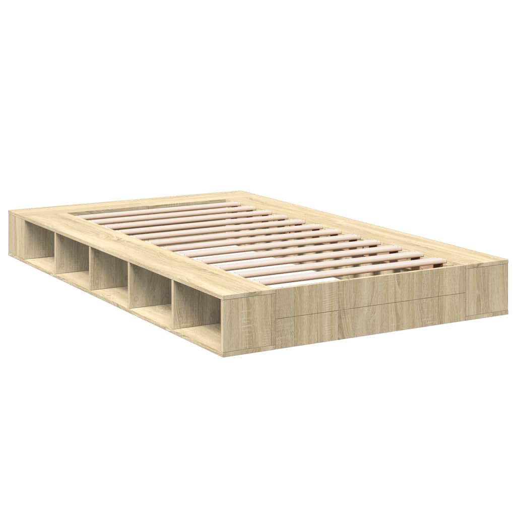 Modern Wooden Double Size 135cm Bed Frame Base With Under Storage Compartments