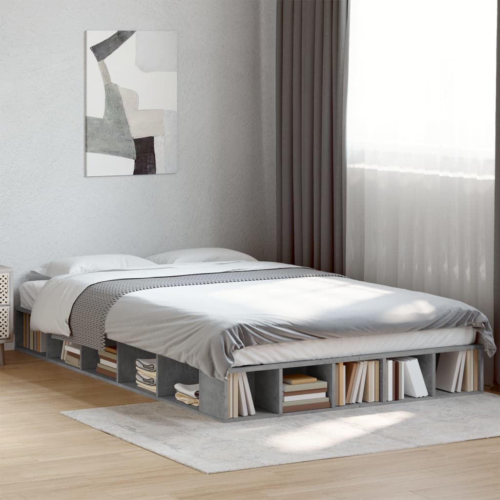 Modern Wooden Double Size 135cm Bed Frame Base With Under Storage Compartments