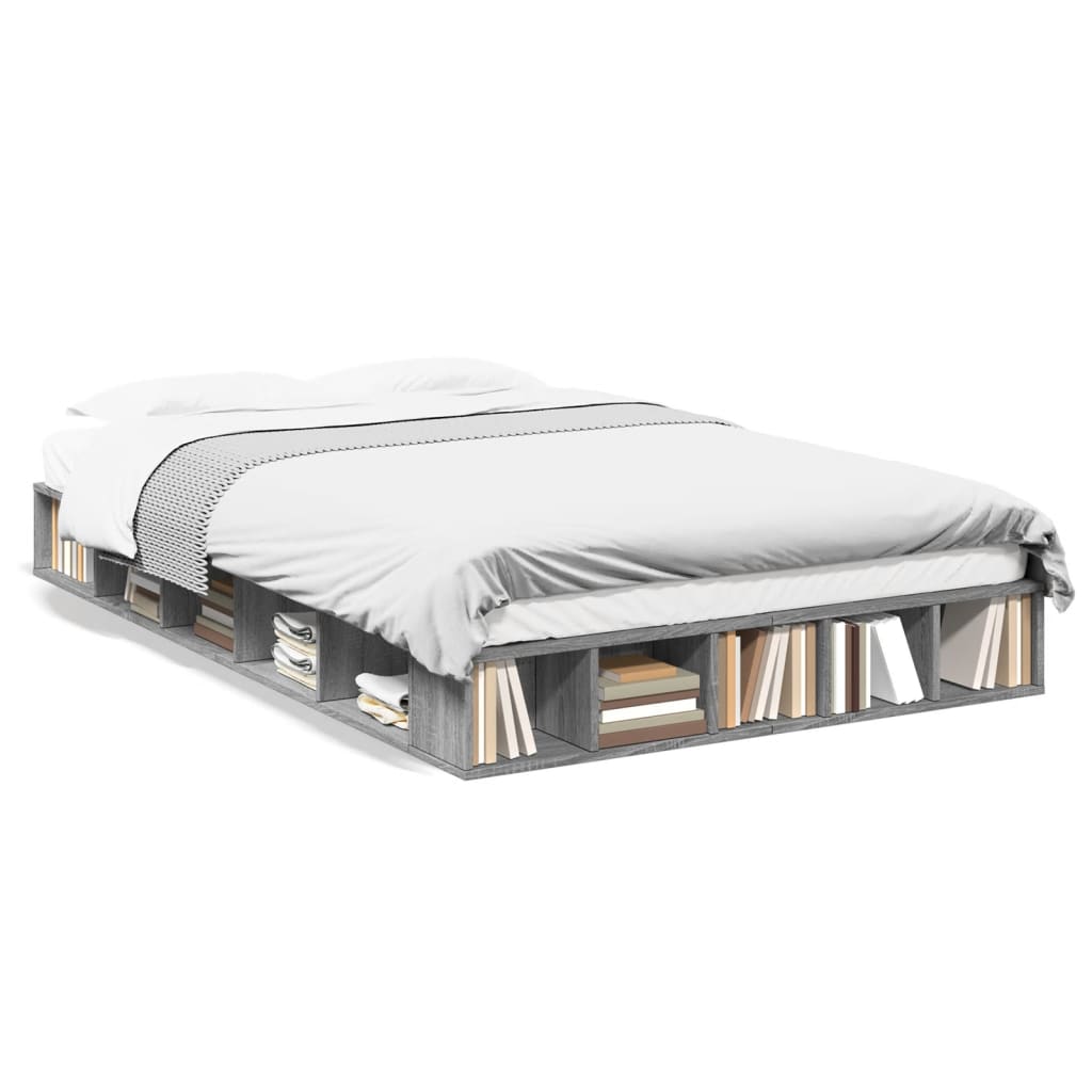 Modern Wooden Double Size 135cm Bed Frame Base With Under Storage Compartments