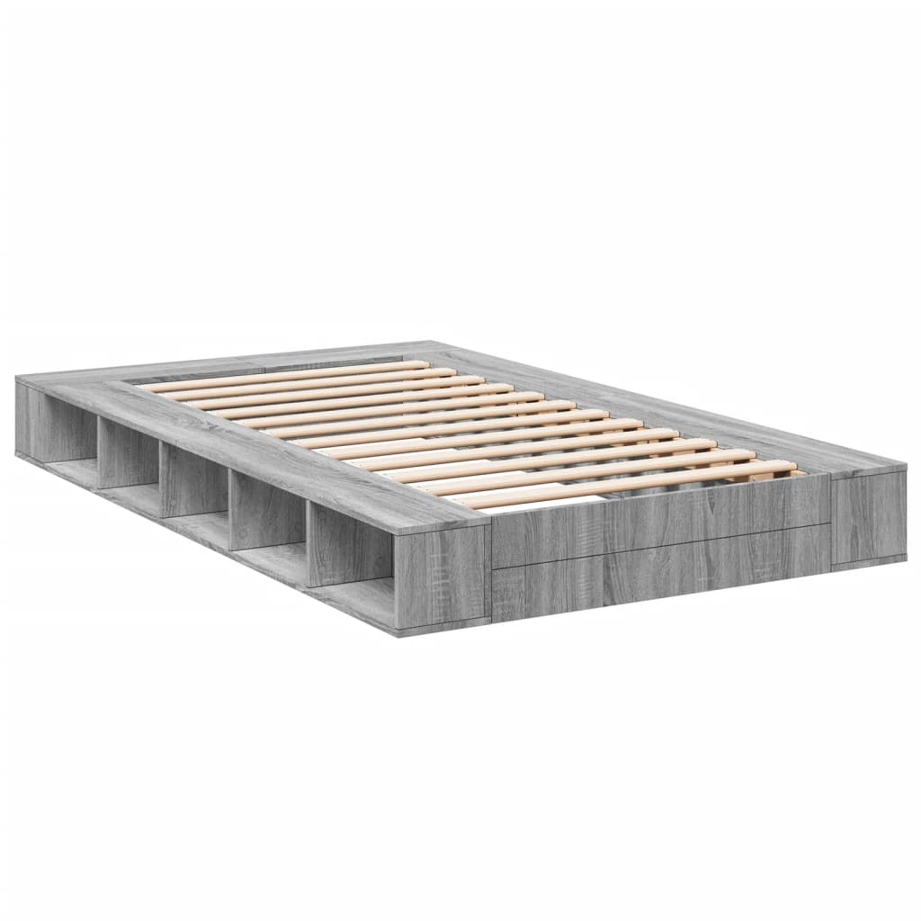 Modern Wooden Double Size 135cm Bed Frame Base With Under Storage Compartments