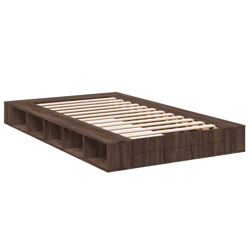 Modern Wooden Double Size 135cm Bed Frame Base With Under Storage Compartments