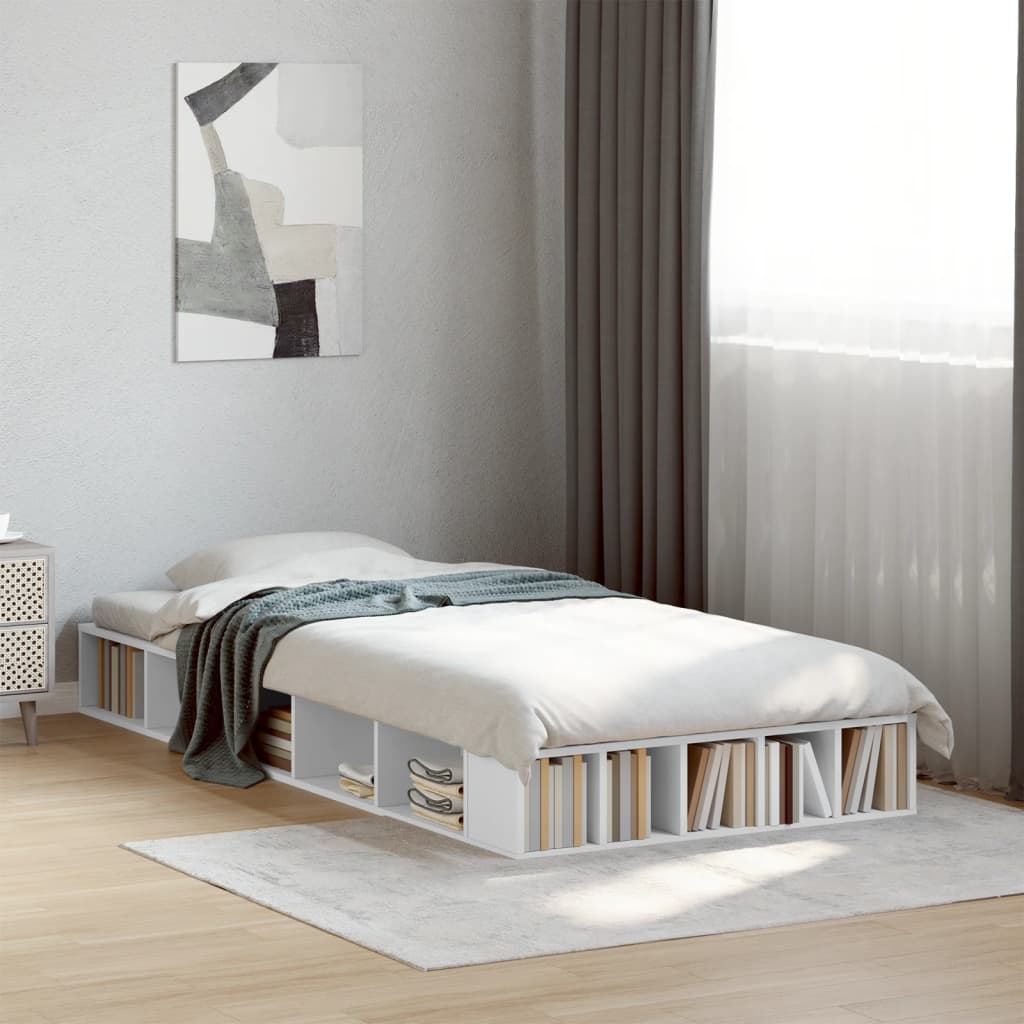 Modern Wooden Single Size 90cm Bed Frame Base With Under Storage Compartments