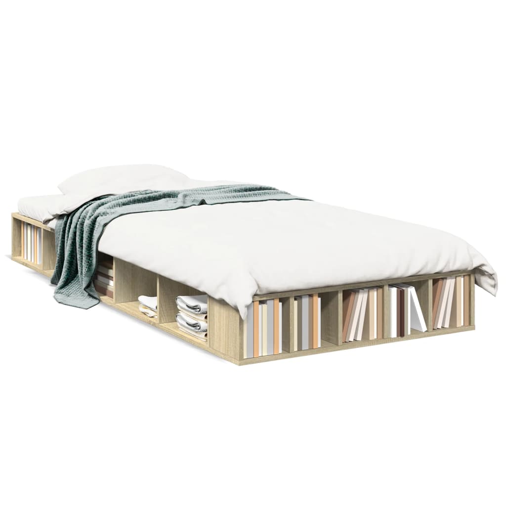 Modern Wooden Single Size 90cm Bed Frame Base With Under Storage Compartments