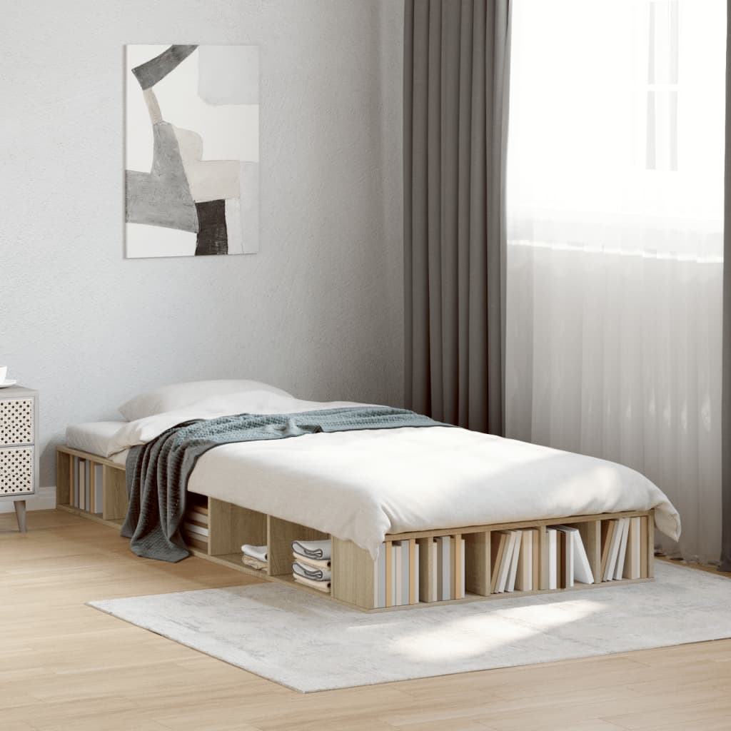 Modern Wooden Single Size 90cm Bed Frame Base With Under Storage Compartments