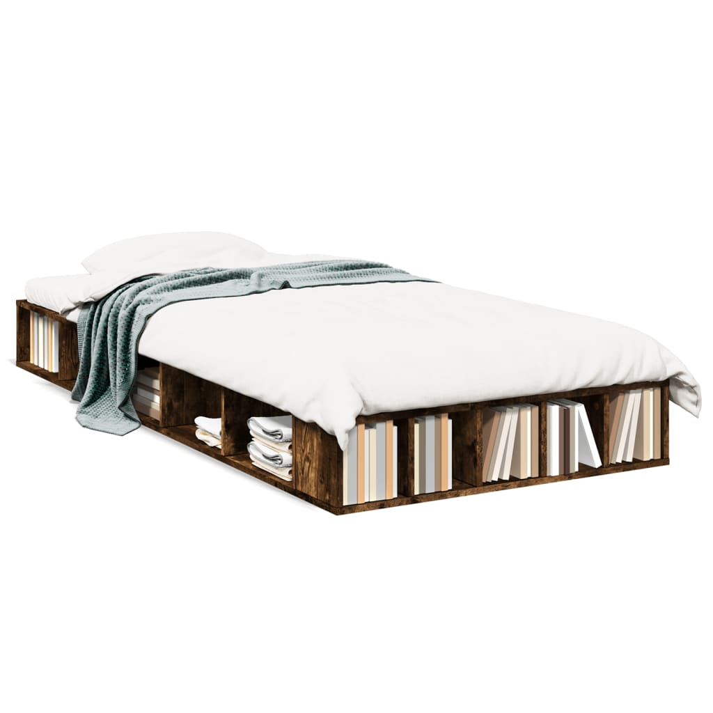 Modern Wooden Single Size 90cm Bed Frame Base With Under Storage Compartments