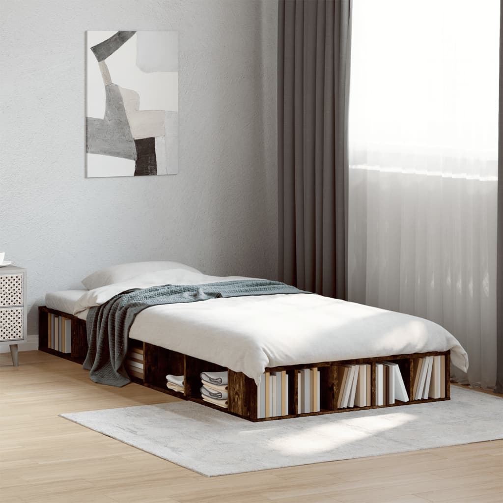 Modern Wooden Single Size 90cm Bed Frame Base With Under Storage Compartments