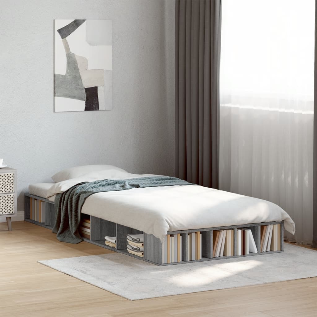 Modern Wooden Single Size 90cm Bed Frame Base With Under Storage Compartments