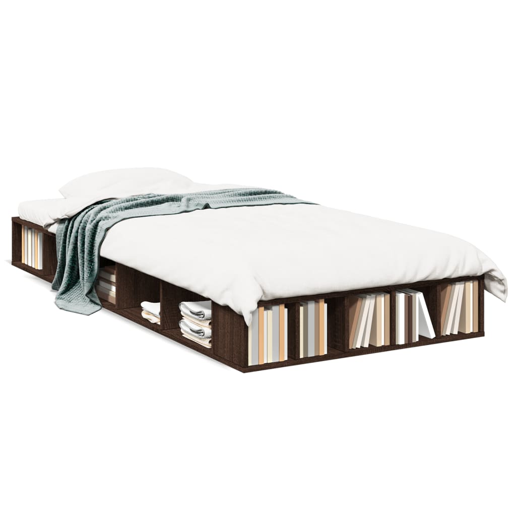 Modern Wooden Single Size 90cm Bed Frame Base With Under Storage Compartments