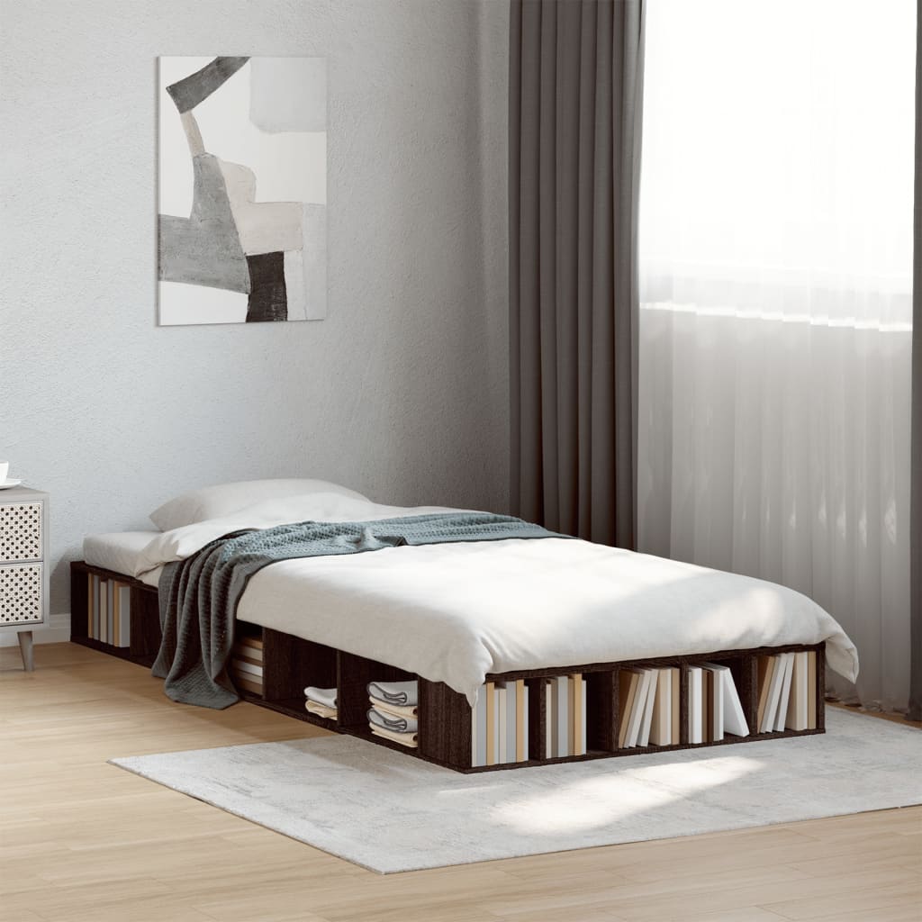 Modern Wooden Single Size 90cm Bed Frame Base With Under Storage Compartments