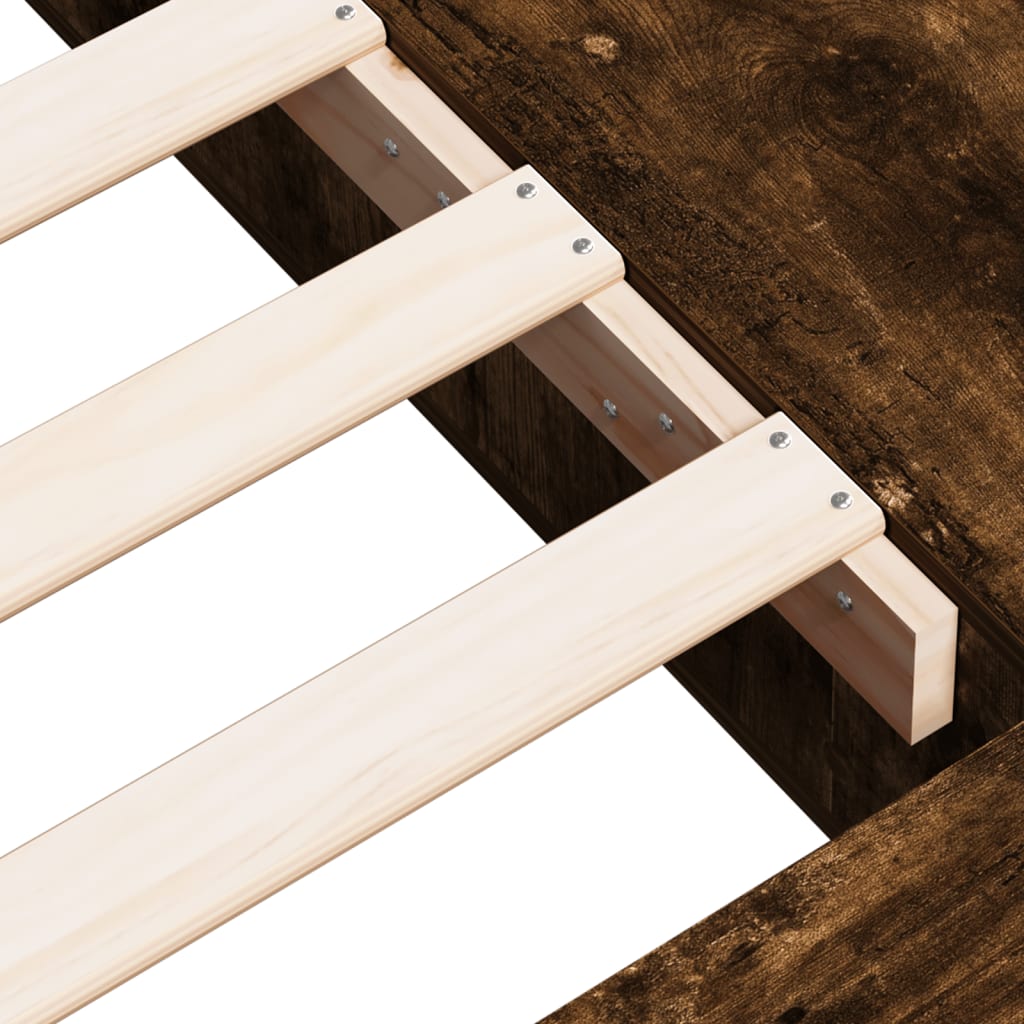 Bed Frame without Mattress Smoked Oak 75x190 cm Small Single