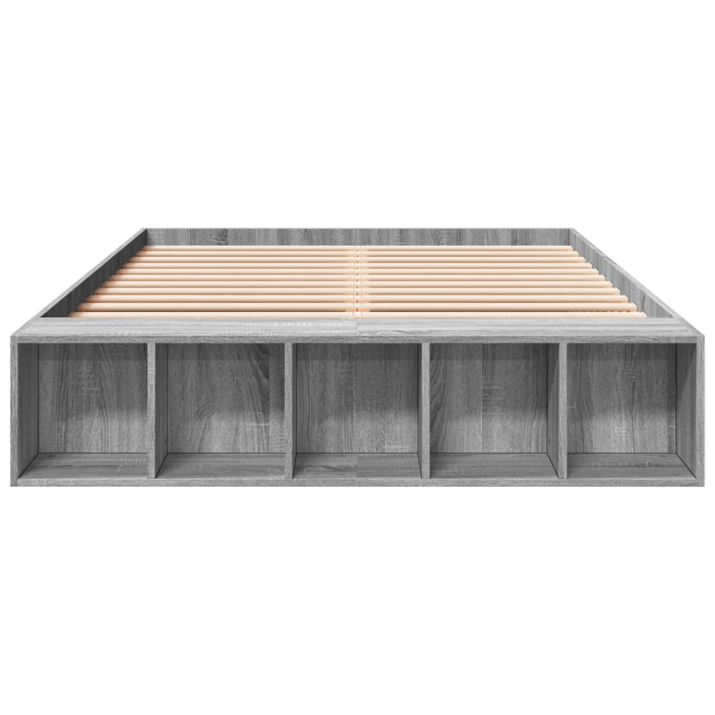 Bed Frame without Mattress Grey Sonoma 135x190 cm Double