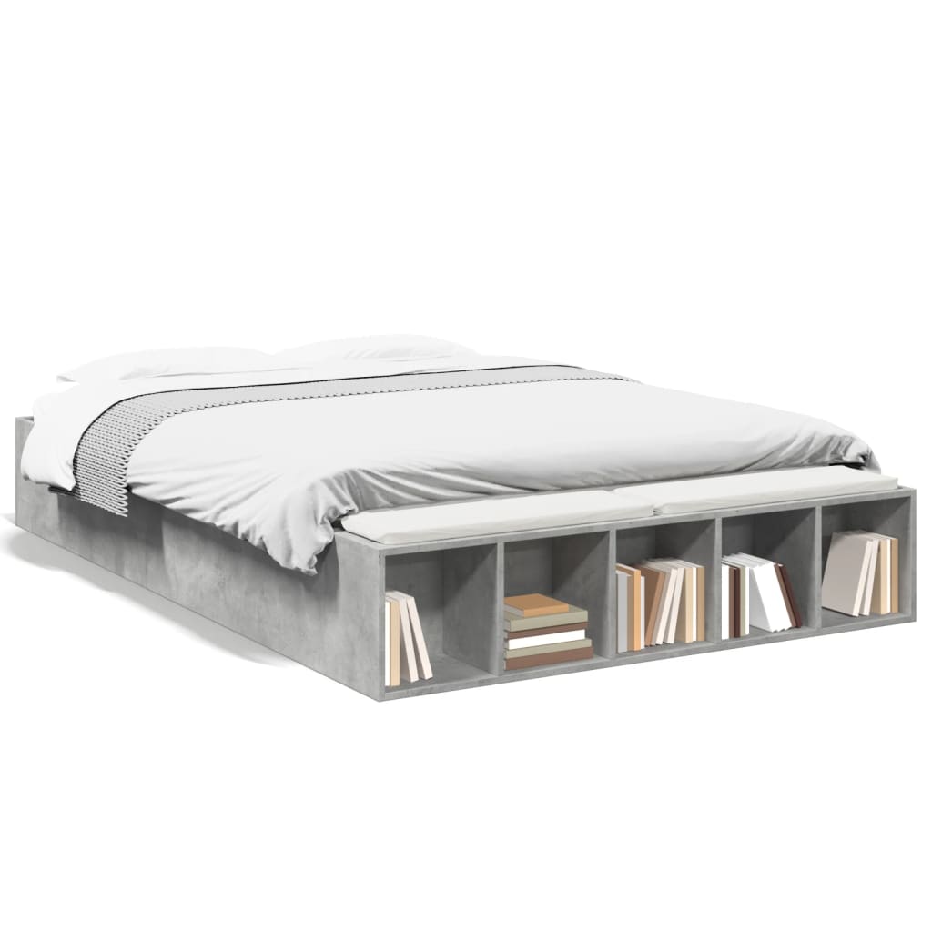 Bed Frame without Mattress Concrete Grey 120x190 cm Small Double