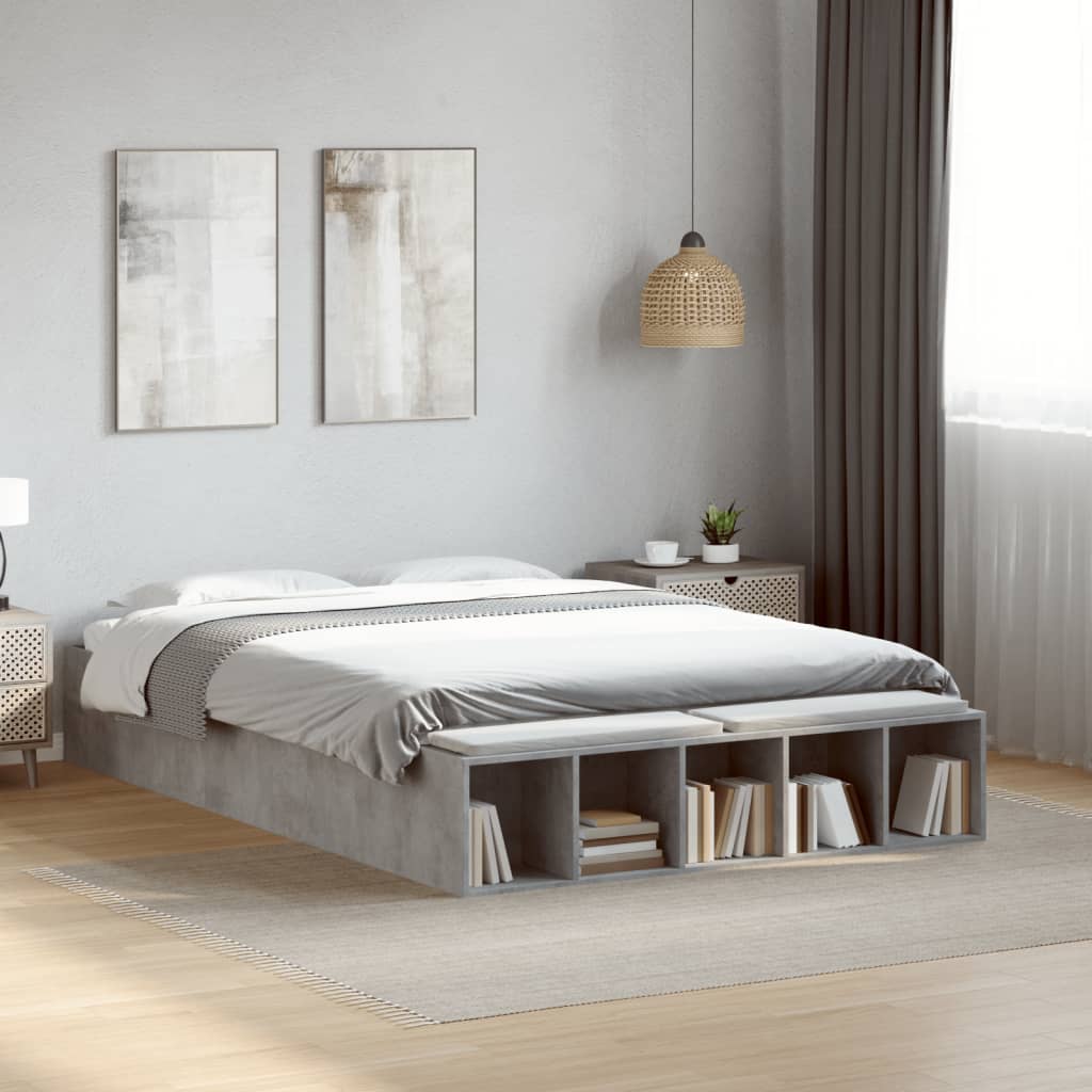 Bed Frame without Mattress Concrete Grey 120x190 cm Small Double