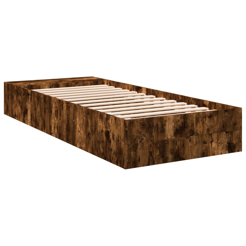 Bed Frame without Mattress Smoked Oak 90x200 cm