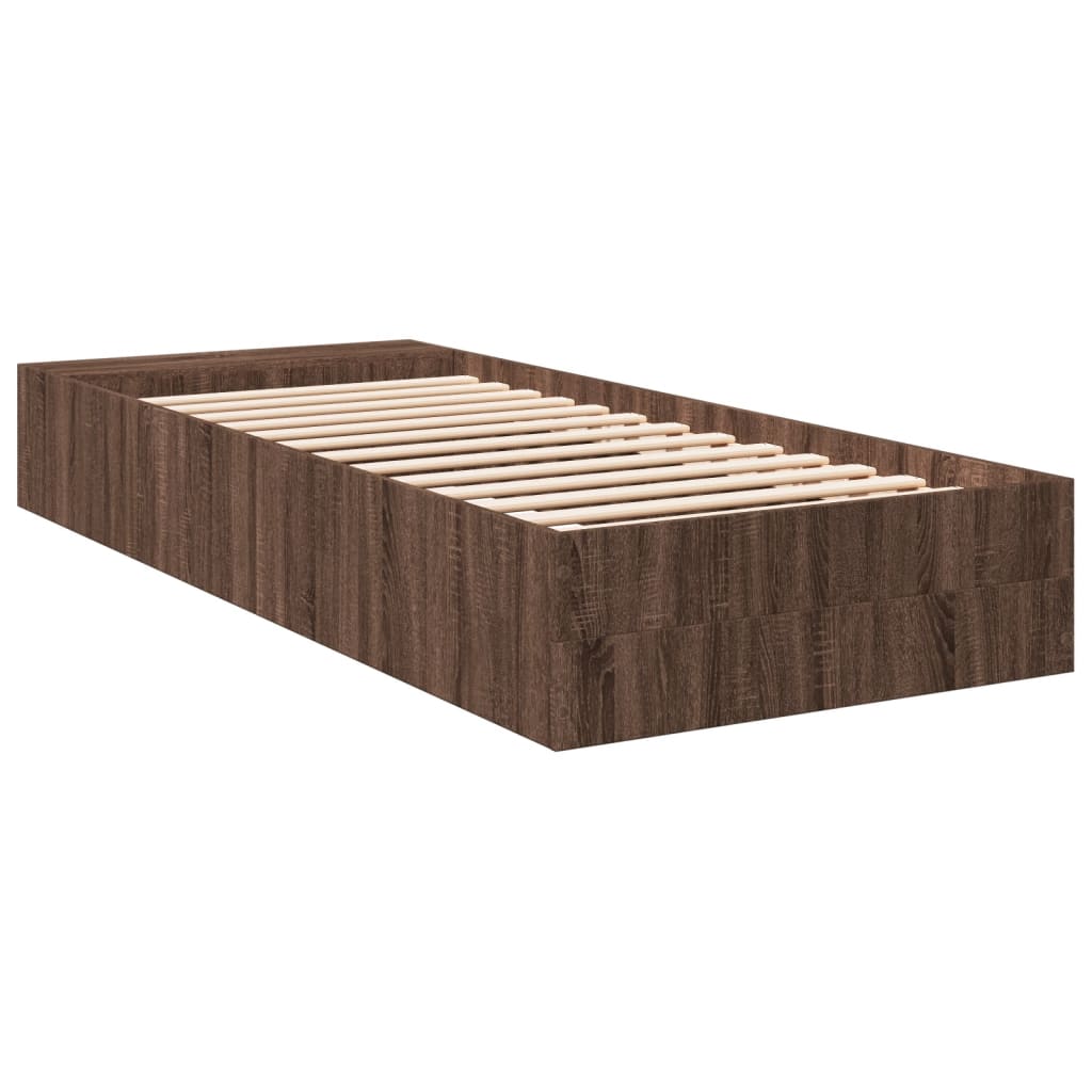 Bed Frame without Mattress Brown Oak 90x200 cm