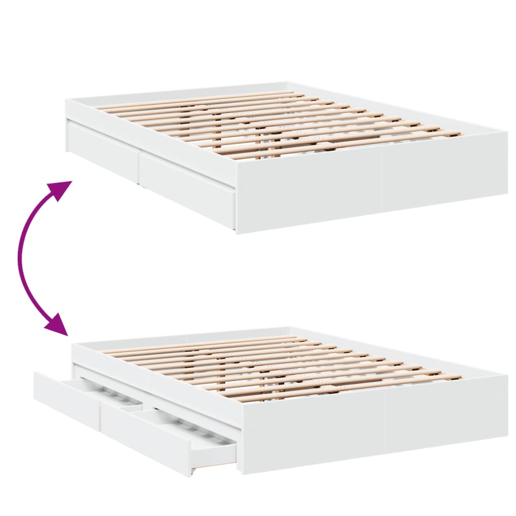 Bed Frame with Drawers without Mattress White 120x200 cm
