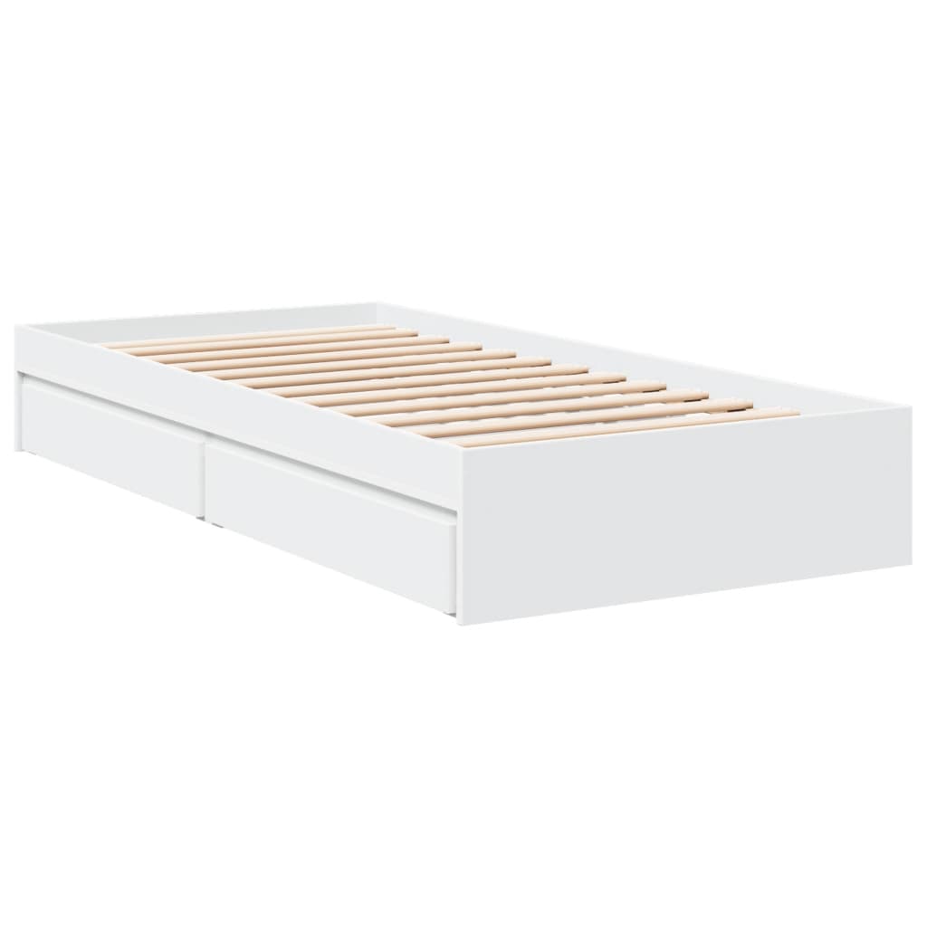 Bed Frame with Drawers without Mattress White 90x200 cm
