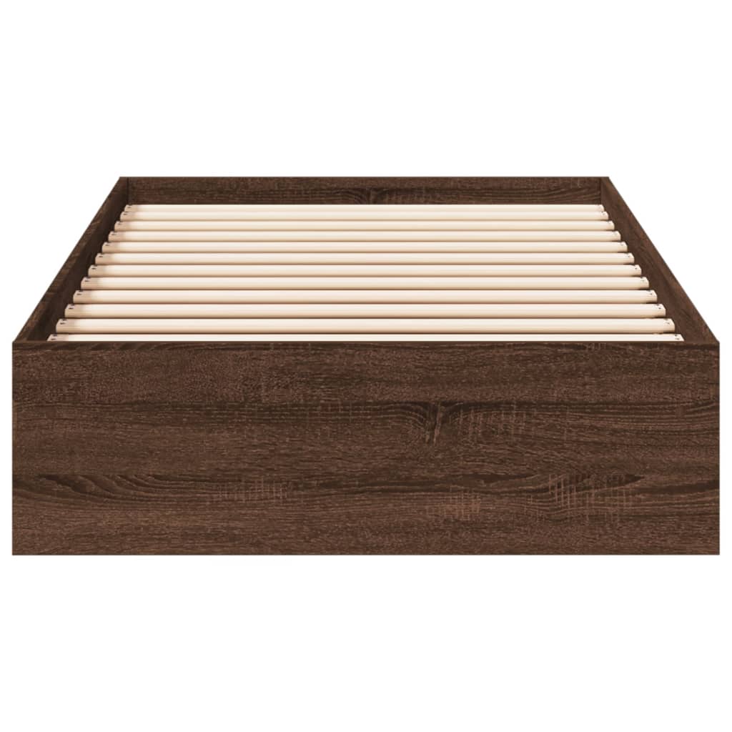 Bed Frame with Drawers without Mattress Brown Oak 90x190 cm Single