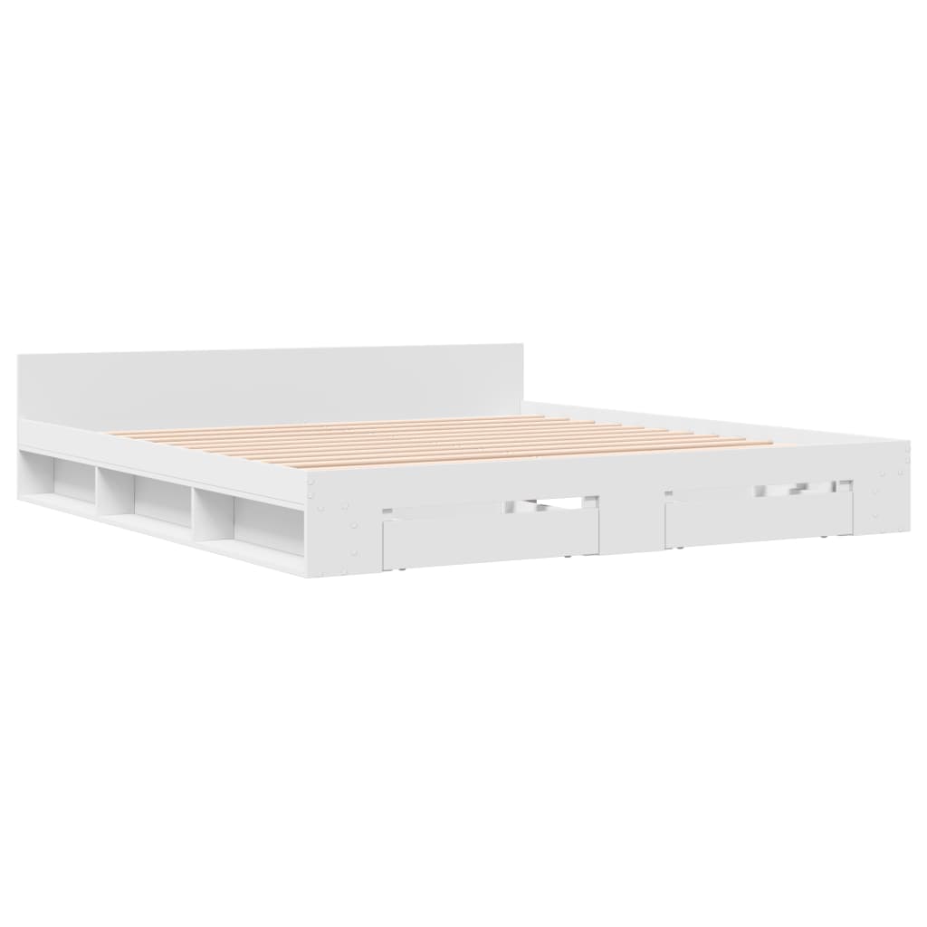 Modern Wooden Emperor Size 2m Bed Frame Base With Under Storage & 2 Drawers