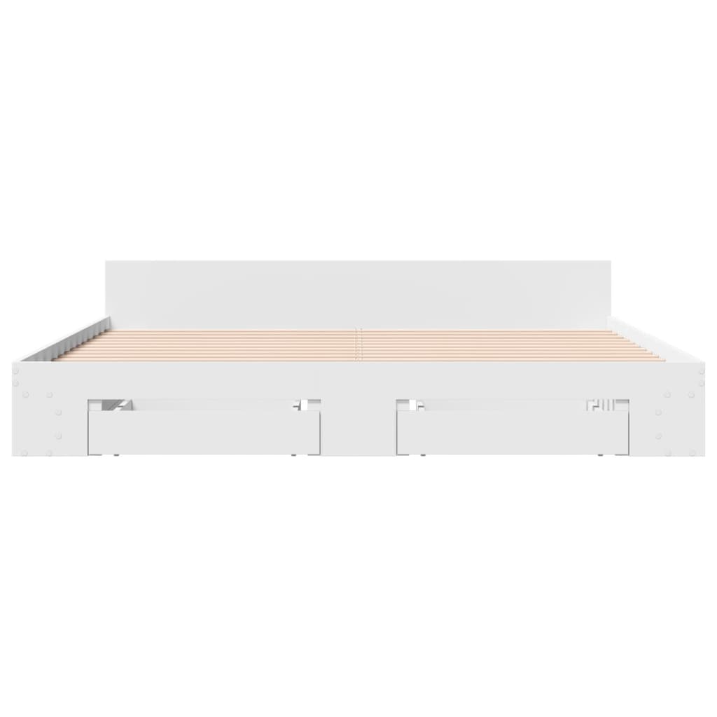 Modern Wooden Emperor Size 2m Bed Frame Base With Under Storage & 2 Drawers