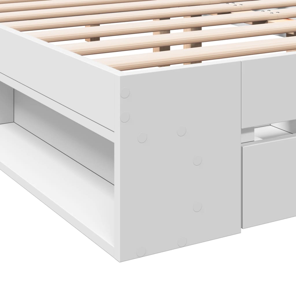 Modern Wooden Emperor Size 2m Bed Frame Base With Under Storage & 2 Drawers