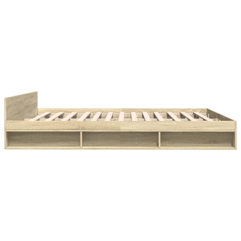 Modern Wooden Emperor Size 2m Bed Frame Base With Under Storage & 2 Drawers