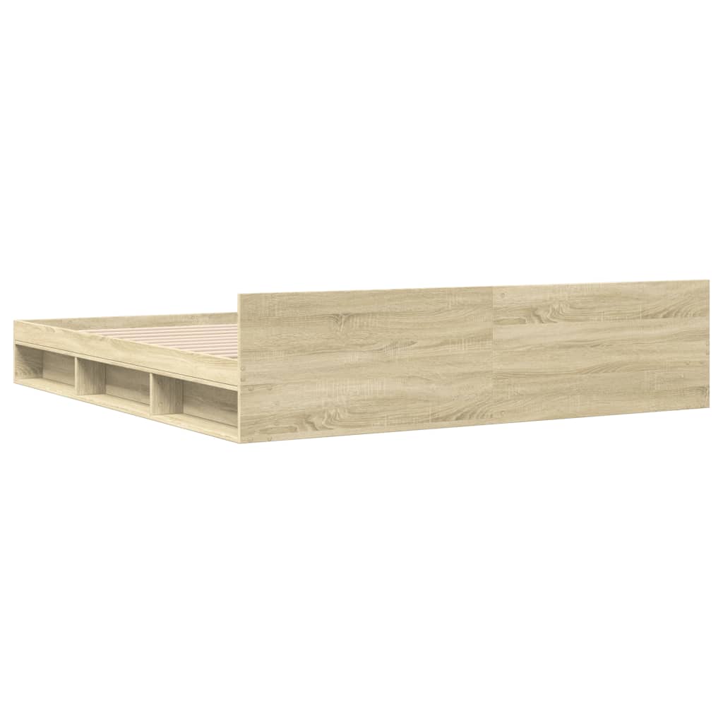 Modern Wooden Emperor Size 2m Bed Frame Base With Under Storage & 2 Drawers