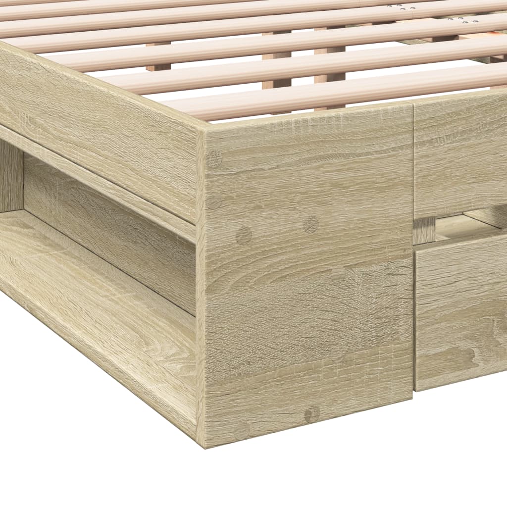 Modern Wooden Emperor Size 2m Bed Frame Base With Under Storage & 2 Drawers