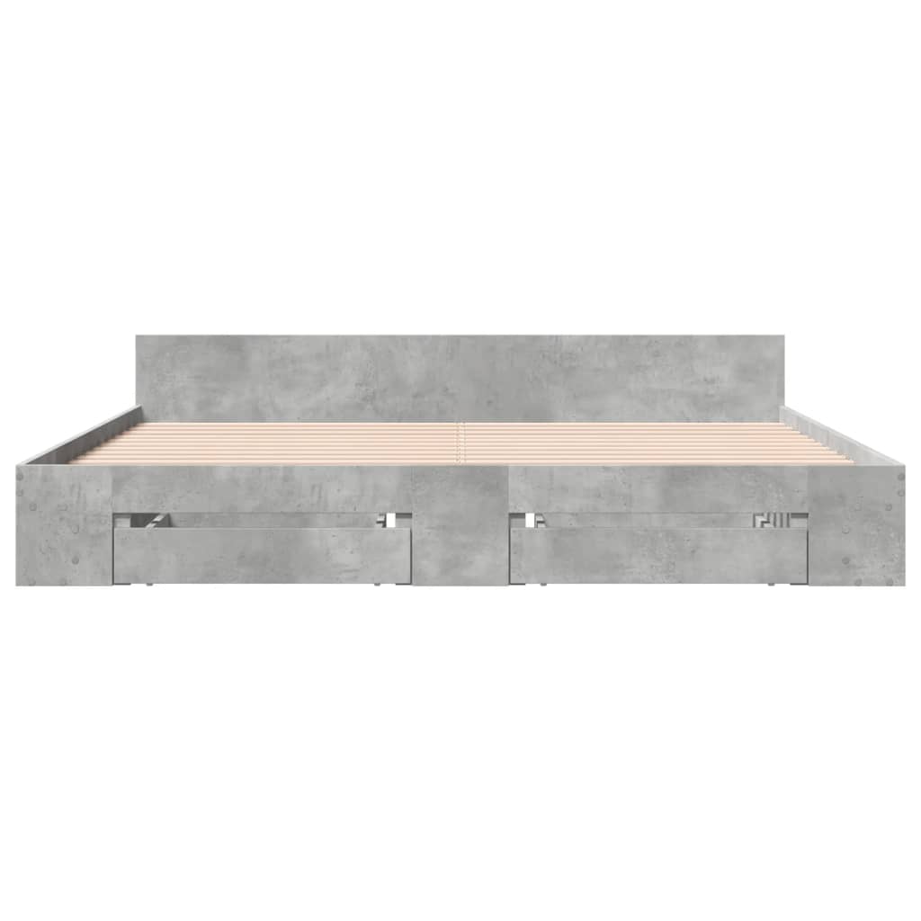 Modern Wooden Emperor Size 2m Bed Frame Base With Under Storage & 2 Drawers