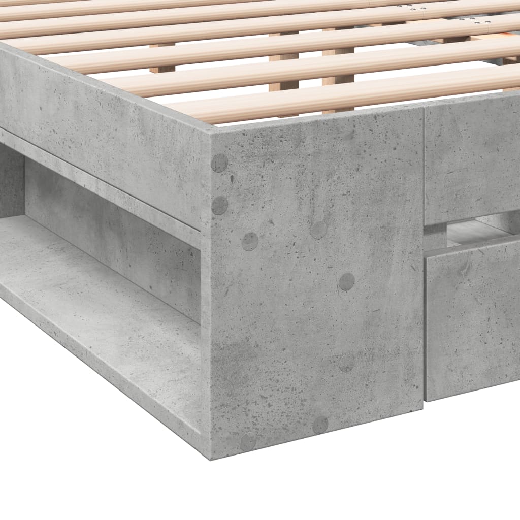 Modern Wooden Emperor Size 2m Bed Frame Base With Under Storage & 2 Drawers