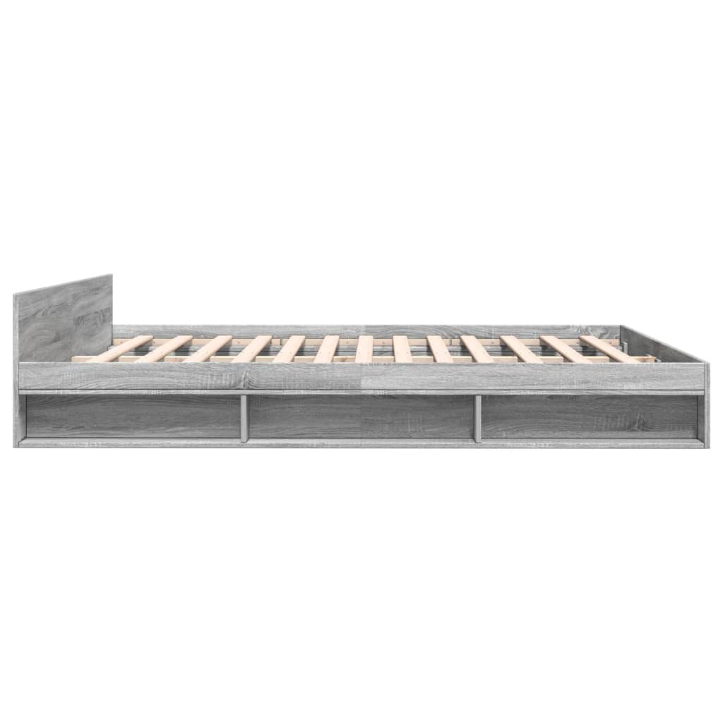 Modern Wooden Emperor Size 2m Bed Frame Base With Under Storage & 2 Drawers
