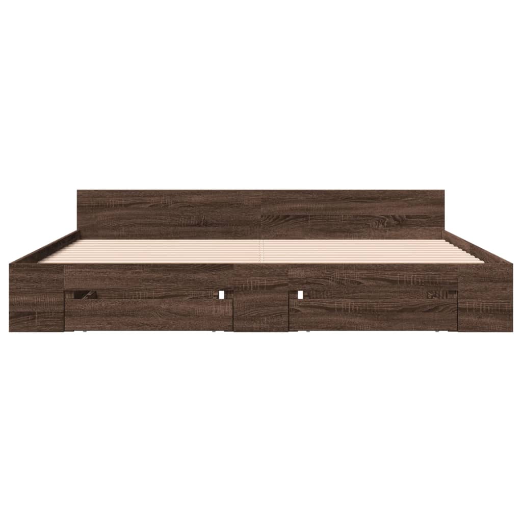 Modern Wooden Emperor Size 2m Bed Frame Base With Under Storage & 2 Drawers