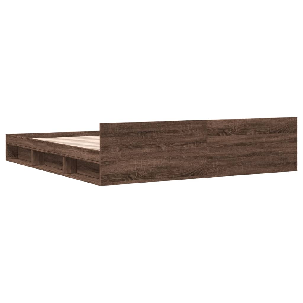Modern Wooden Emperor Size 2m Bed Frame Base With Under Storage & 2 Drawers