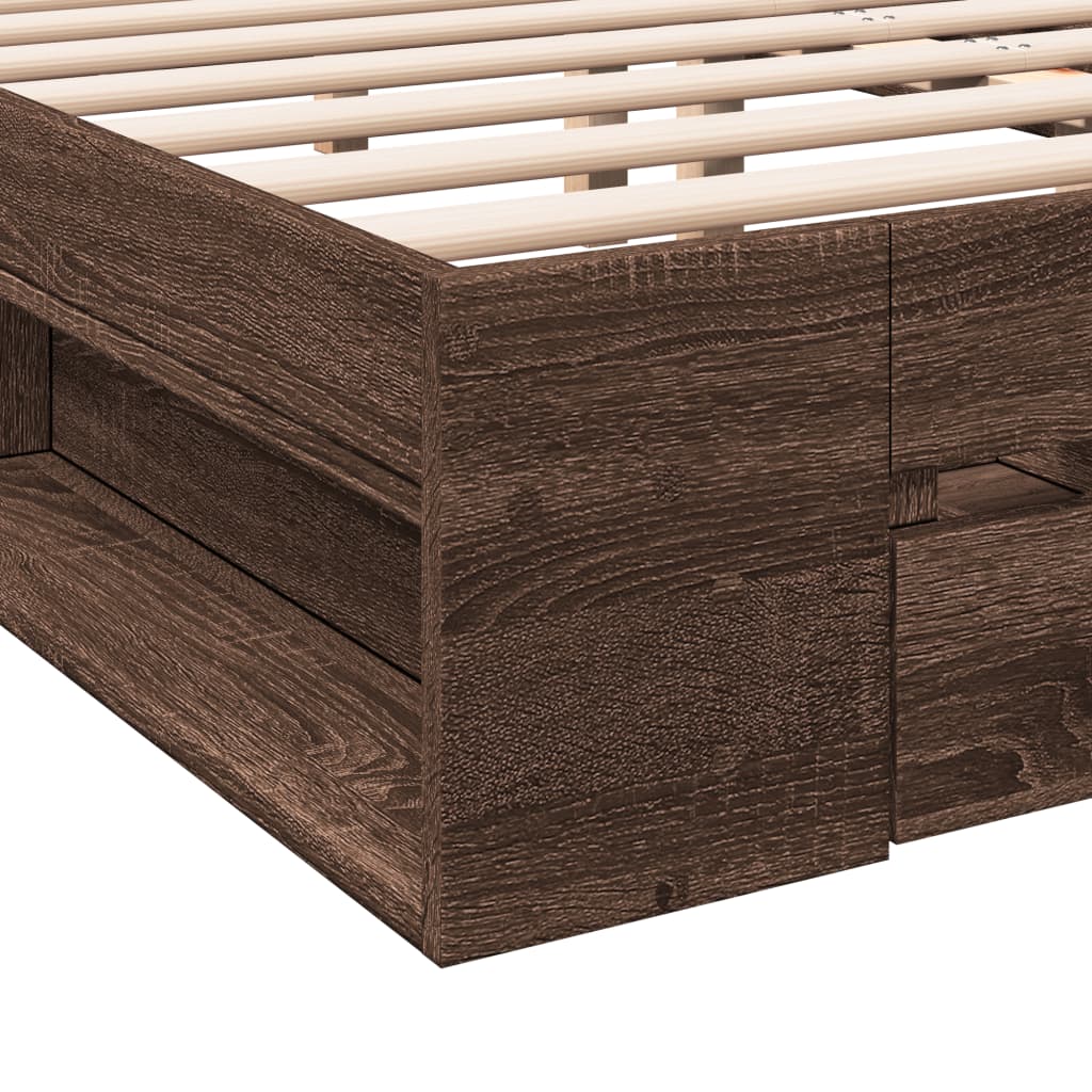 Modern Wooden Emperor Size 2m Bed Frame Base With Under Storage & 2 Drawers