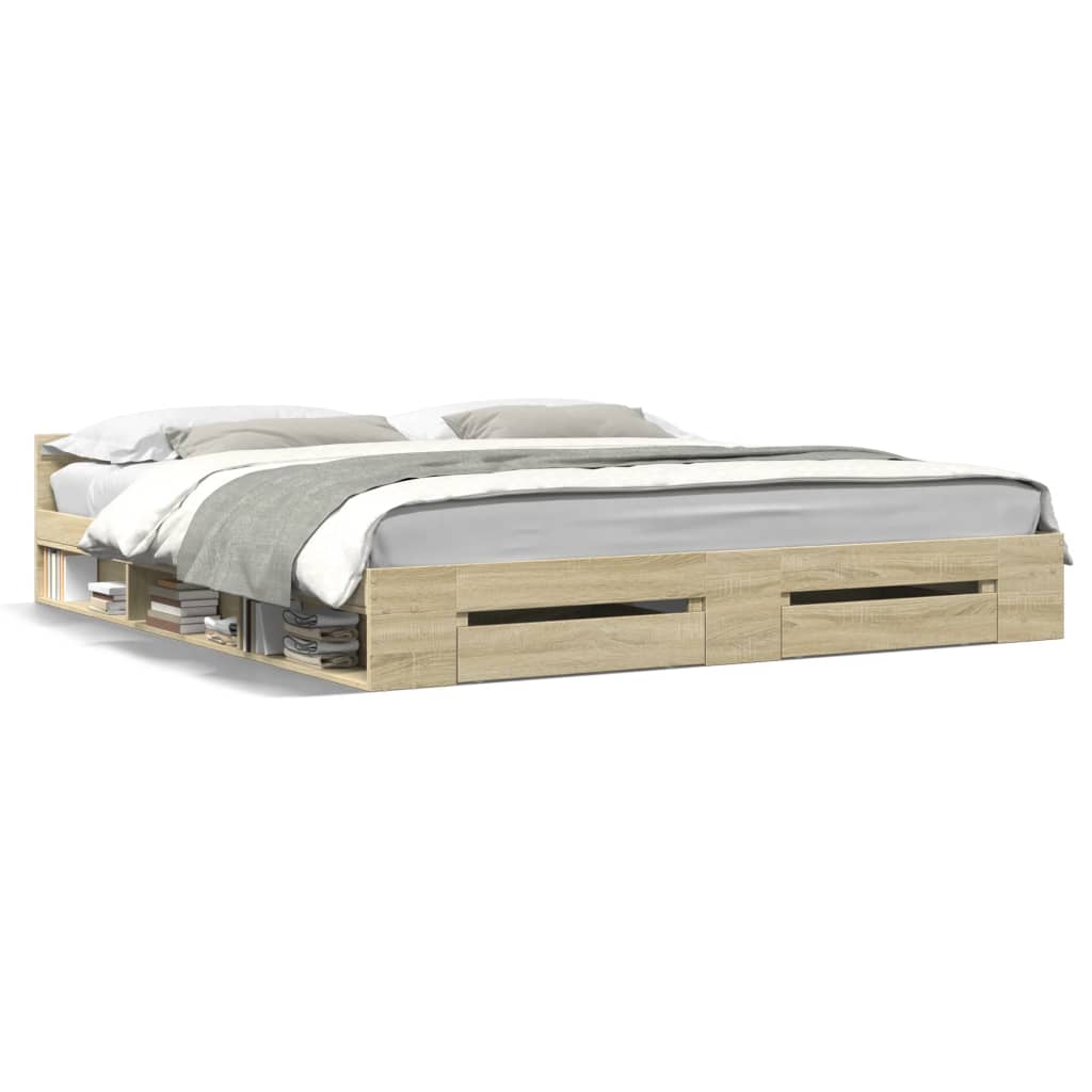 Modern Wooden Super King Size 1.8m Bed Frame Base With Storage Space Drawers